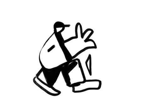 Hilarious dwarf character with small feet graffiti haring style, graffiti and expressionism art. Exciting sketch with no color. Clip art for wall art, print and posterの写真素材