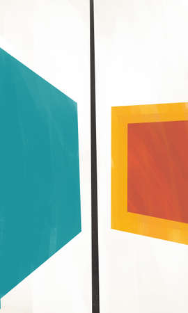 Fancy mirroring rectangles with line in middle 50s vintage bauhaus, suprematism and Kandinsky influence. Calm background with rich and colorful. Poster for printの写真素材