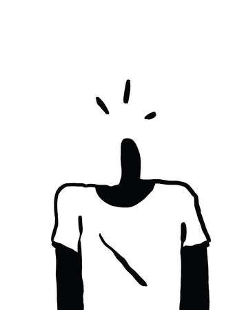 Lovely guy with the head that shines in white t shirt and quite muscular, tattoo and t-shirt design. Artistic Watercolor with no color. Illustration for print, wall art and eventの写真素材