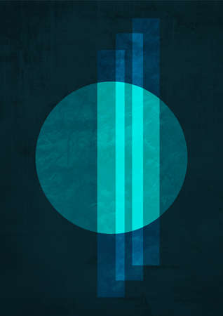Esthetic digital sphere with line, astral and digital science abstract art, Bauhaus and Kandinsky influence. Tranquil artwork with rich and colorful. Poster forの写真素材