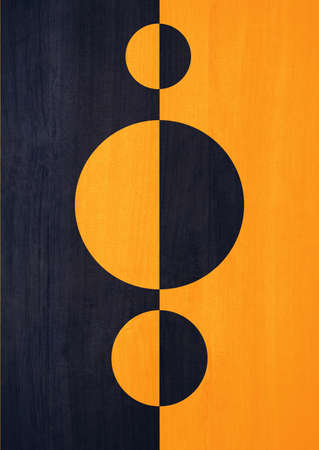 Stylized dark circle with yellow and triple circle 50s vintage bauhaus, bauhaus and abstract art. Artistic art with vibrant color. Art forの写真素材