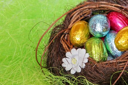 Chocolate eggs in the nest