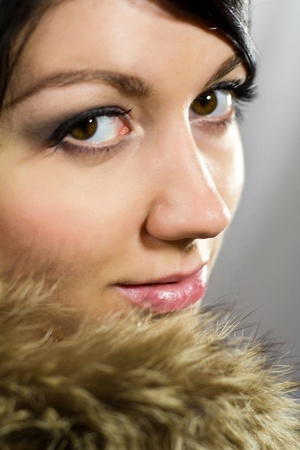 Portrait of the young woman in a furの写真素材