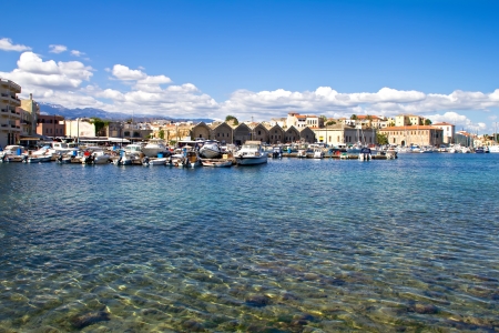 Old Venetian harbor in Chania  Crete, Greeceの写真素材
