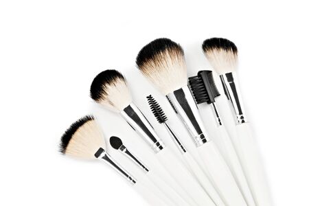 Professional make up brushes isolated on white backgroundの写真素材