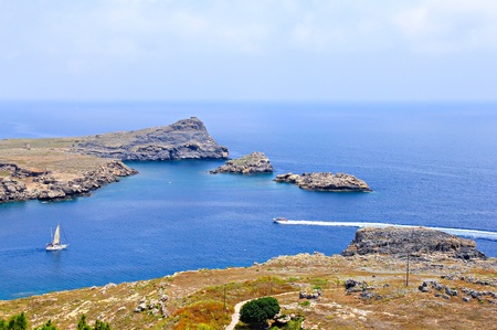 Sea view from Lindos, Rhodesの写真素材
