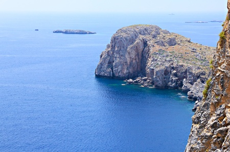 Mountain in Lindos bay, Rhodes island, Greeceの写真素材