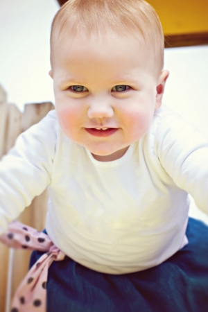 Close-up portrait of cute little girlの写真素材