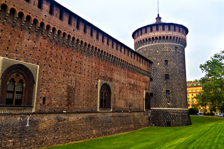 Sforzesco castle, Milan, Italyのeditorial素材
