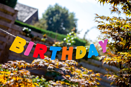 Word Birthday by separate colored lettersの写真素材