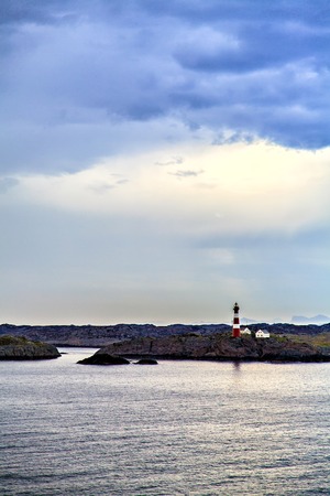 The lighthouse on coast of the North Sea, Norwayの写真素材