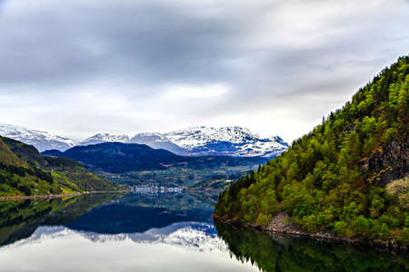Norwegian landscape: The North Sea and fjordの写真素材