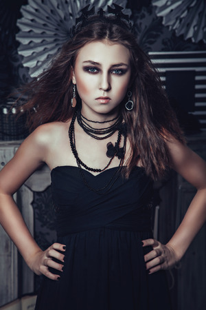 Black queen with crown - Halloween styleの写真素材