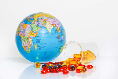 Capsules, Globe and Beakerの写真素材