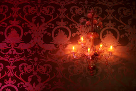 vintage wall lamp isolated on white with clipping pathの写真素材