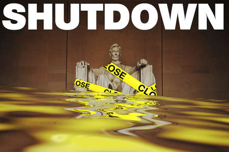 Abraham linclon yellow tapeの写真素材