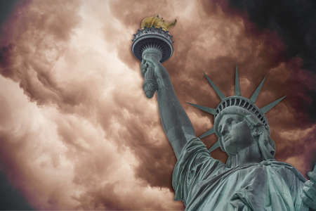 Statue of liberty yellow tapeの写真素材