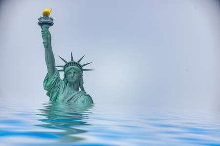 Government Shutdown Liberty yellow tapeの写真素材