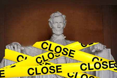 Government shutdown Abraham lincoln statueの写真素材