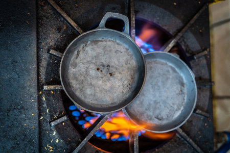 A kitchen in an indian restaurantの写真素材