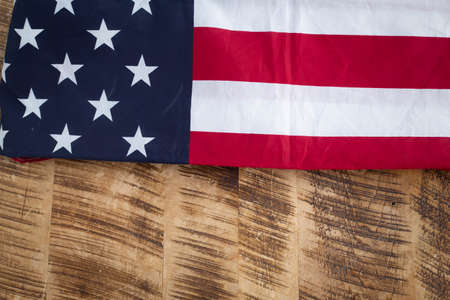 Constition of the USA with US flagの写真素材