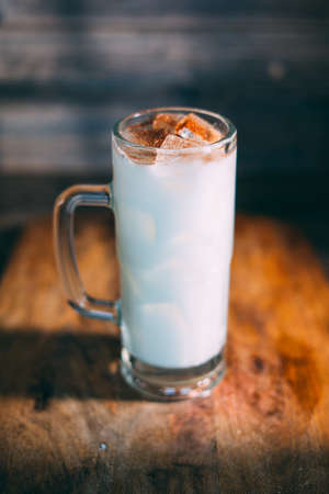 Creamy sweet desert in a glassの写真素材