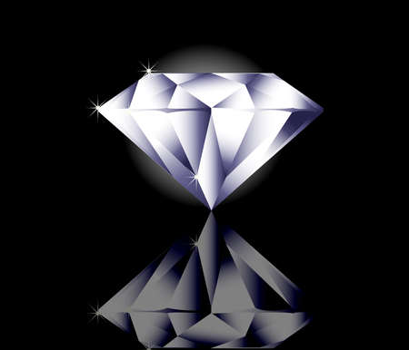 Shinny Diamond on black background with reflexionのイラスト素材