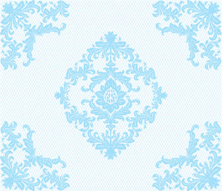 Classic ornament damask style for design. Lace background. Baby blue color. Vectorのイラスト素材