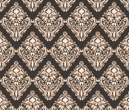 Classic original royal damask ornament in beige and white colors. Vectorのイラスト素材