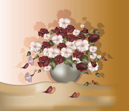 Bouquet of flowers. Vector oil paints on a canvas effect.のイラスト素材