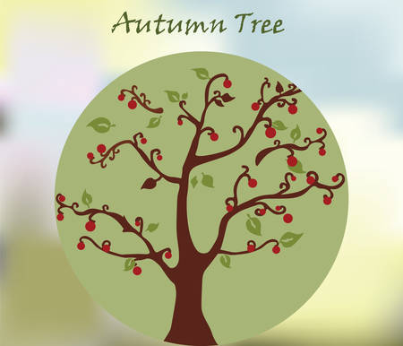 Autumn environment tree with leaves in golden sage shades. のイラスト素材