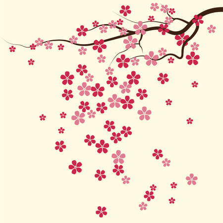 Natural floral ornament on a tree branch. のイラスト素材