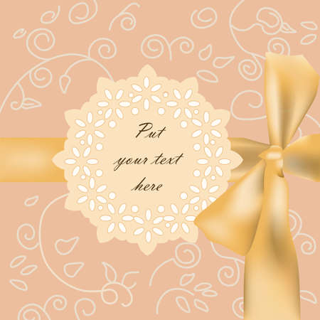 Invitation card with bow and ornaments. Vectorのイラスト素材