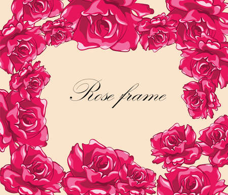 Beautiful Photo Frame with Bright Roses. Vectorのイラスト素材