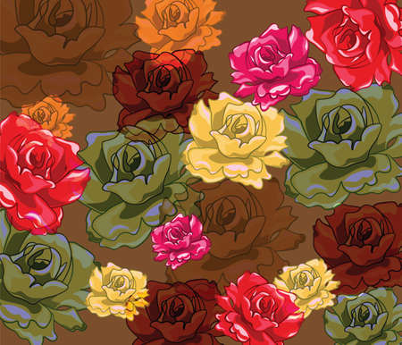 Multicolored Bright Roses background. Vectorのイラスト素材