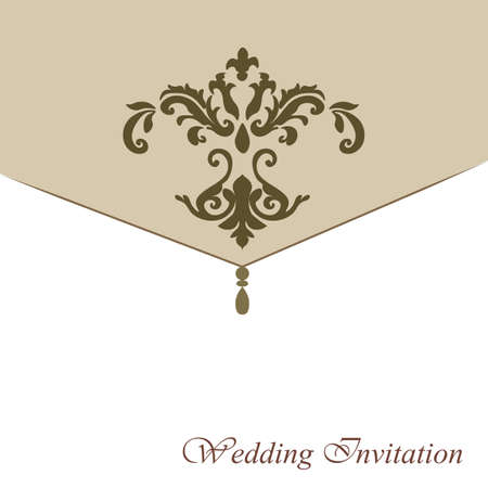 Classic luxury invitation card with damask ornament in red. Vectorのイラスト素材