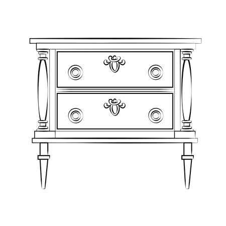 Classic royal ornament table furniture with drawers. Vectorのイラスト素材