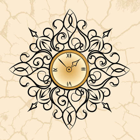 Classic style circular clock with ornaments. Vectorのイラスト素材