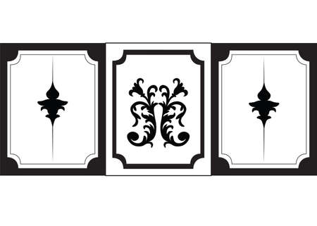Classic wall frames. Interior design decoration panels. Frontal view. Vectorのイラスト素材