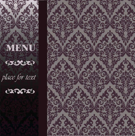 Vintage background with classic damask ornaments. Vector black and silverのイラスト素材