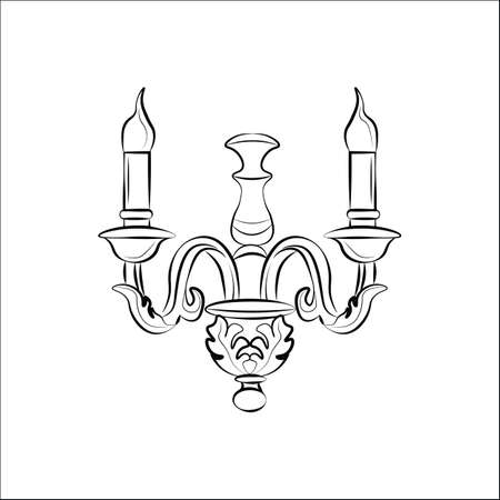 Classic lamp with ornaments. Vector sketchのイラスト素材