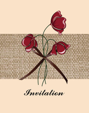 Vintage traditional invitation with Poppies flowers. Vectorのイラスト素材