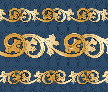Gold damask ornament pattern background. Vectorのイラスト素材