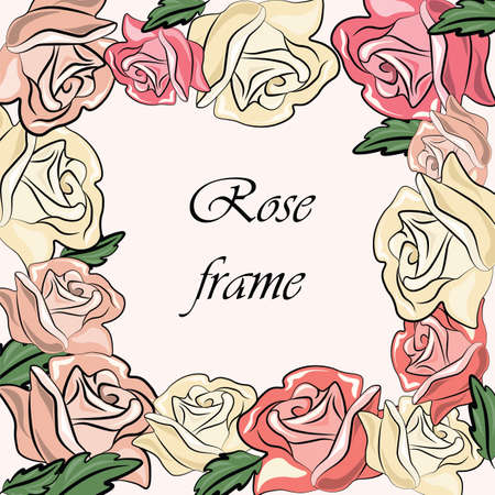 Colorful Rose flower frame. Vectorのイラスト素材