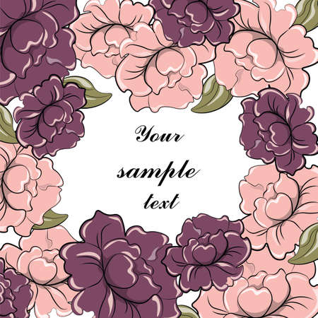Peony flower frame. Vectorのイラスト素材