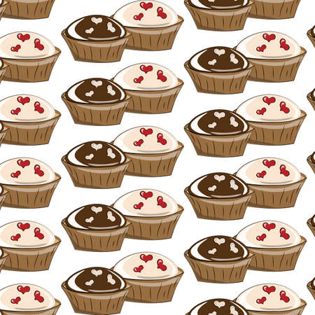 Chocolate and vanilla cupcakes pattern.