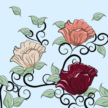 Flower abstract decor ornaments and leaves.のイラスト素材