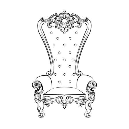 Baroque royal armchair with luxurious ornaments. Vector sketchのイラスト素材