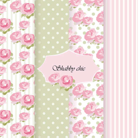 Shabby chic set of ornaments patterns. Vectorのイラスト素材