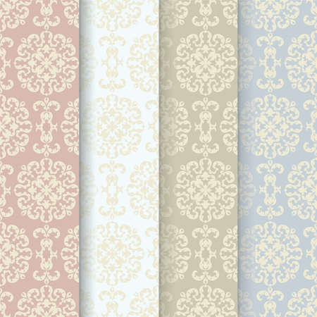 Classic Vintage Ornaments Pattern set in different pastel colors. Vectorのイラスト素材